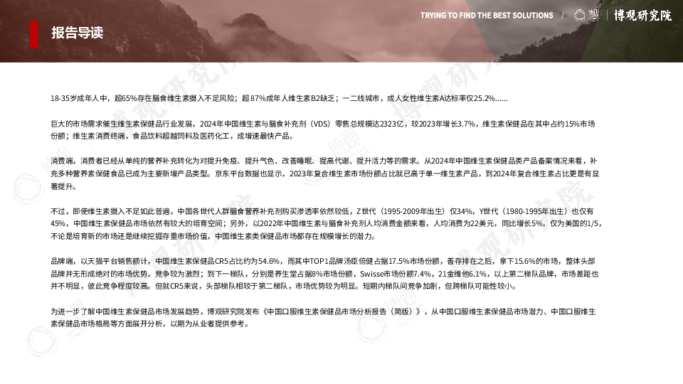 中国口服维生素保健品市场分析报告(简版)